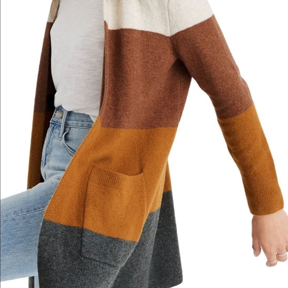 Madewell Kent colour block open long cardigan
